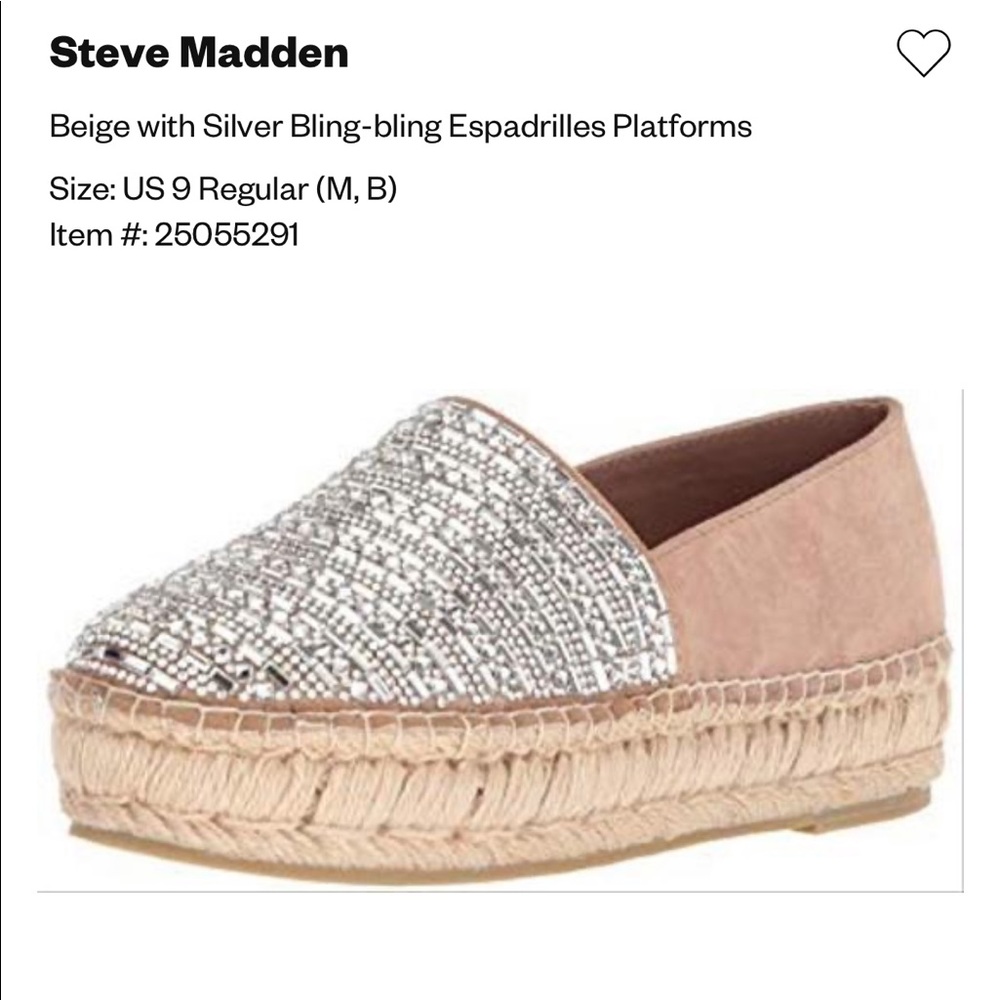 Steve Madden Blush Pink Espadrille Slip-On with Beaded Upper - Picture 6 of 7